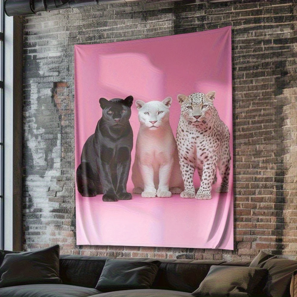Three-color leopard cat theme Digital printing polyester wall tapestry suitable for use in living rooms bedrooms bars and party