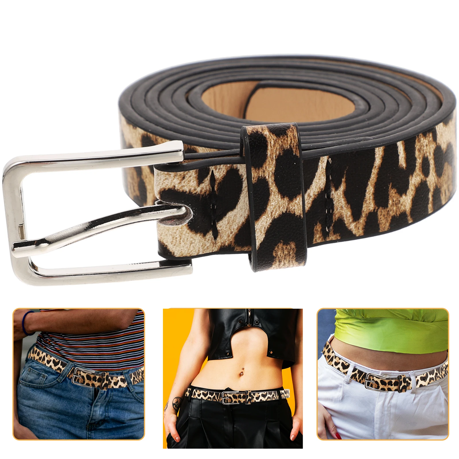 1PC Leopard Print Belt Women PU Fashion Alloy Buckle Comfortable Stylish Versatile Elegant Casual Formal Wear