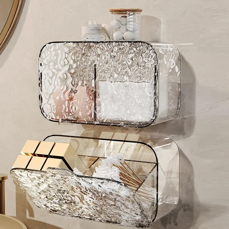 Multi-functional Makeup Organizer with Glacier Patterns: Perfect for Bathroom Storage Without Drilling Holes