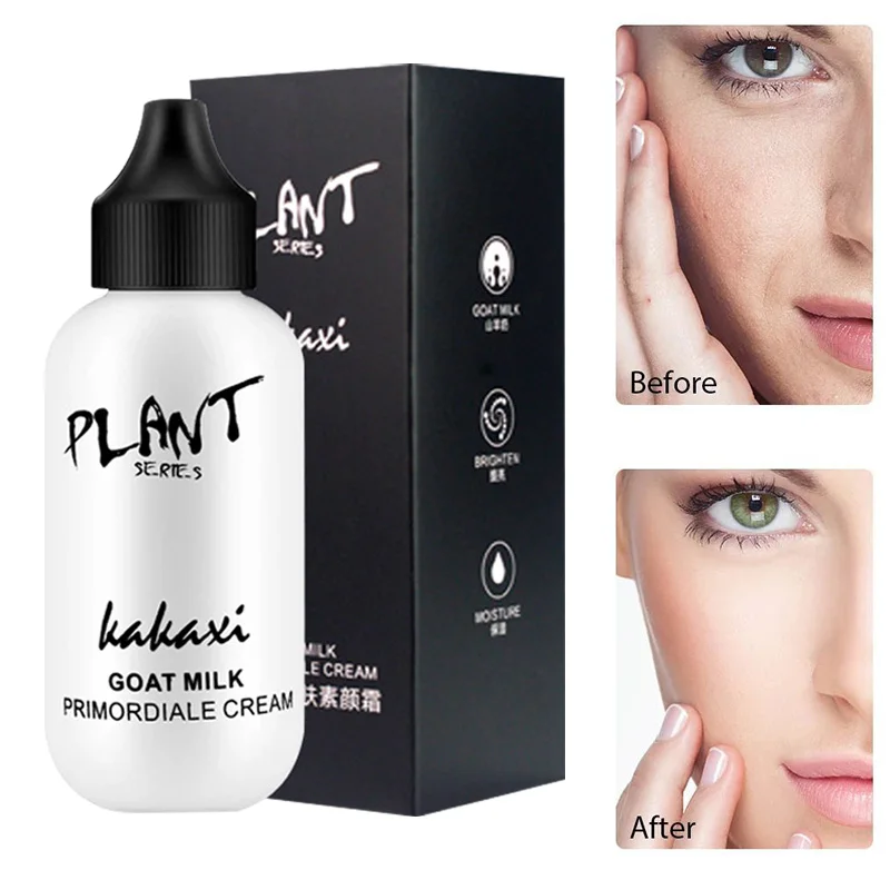 50ml นมแพะ Face Foundation ครีม Natural Whitening Brightening คอนซีลเลอร์ครีมกันน้ํา Oil-Control Face ครีมแต่งหน้า