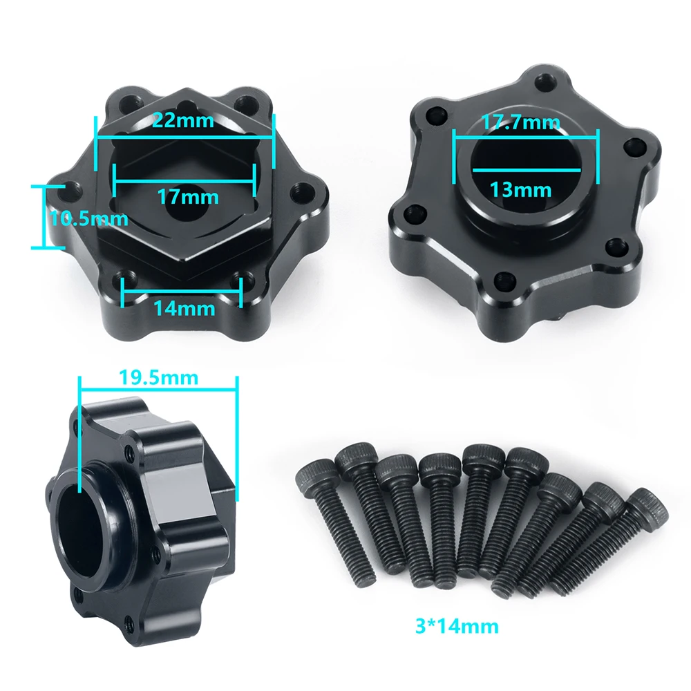 AXSPEED 4Pcs +5mm Widen Aluminum Alloy Hex Adapters for LMT 4S King Sling 4WD Monster 1/8 RC Truck Upgrade Parts