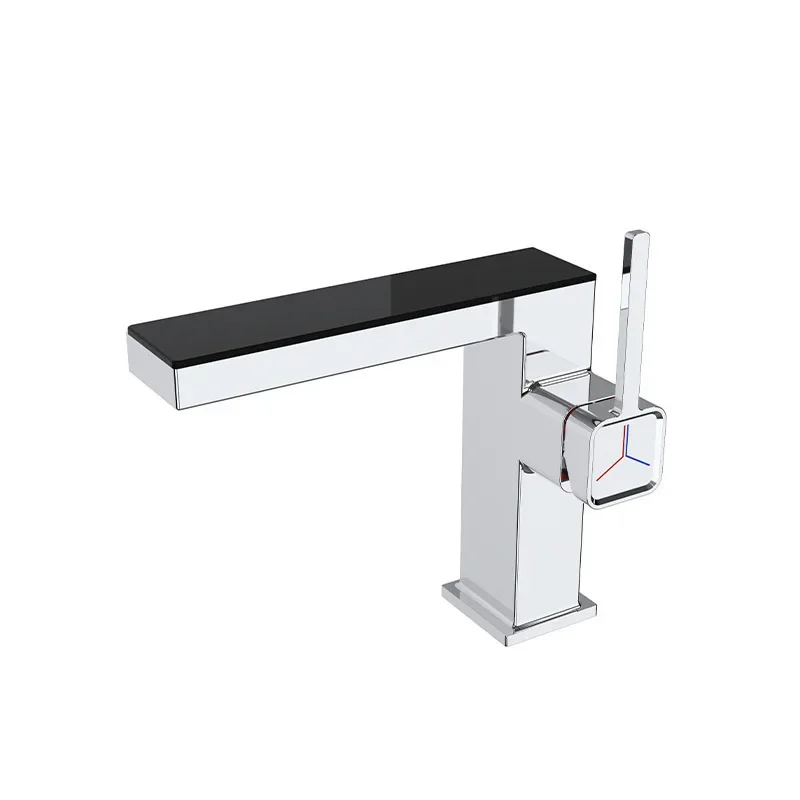 

Side Opening Seven Character LED Digital Display Flat Waterfall Hot and Cold Household Washbasin Faucet