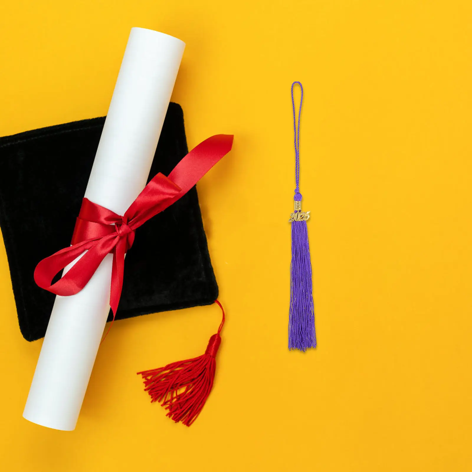 Graduation Cap Tassels 2025 Mini Gown DIY Decorations Charm Elegant Tassel Doctoral Hat Purple Hanging C view 5
