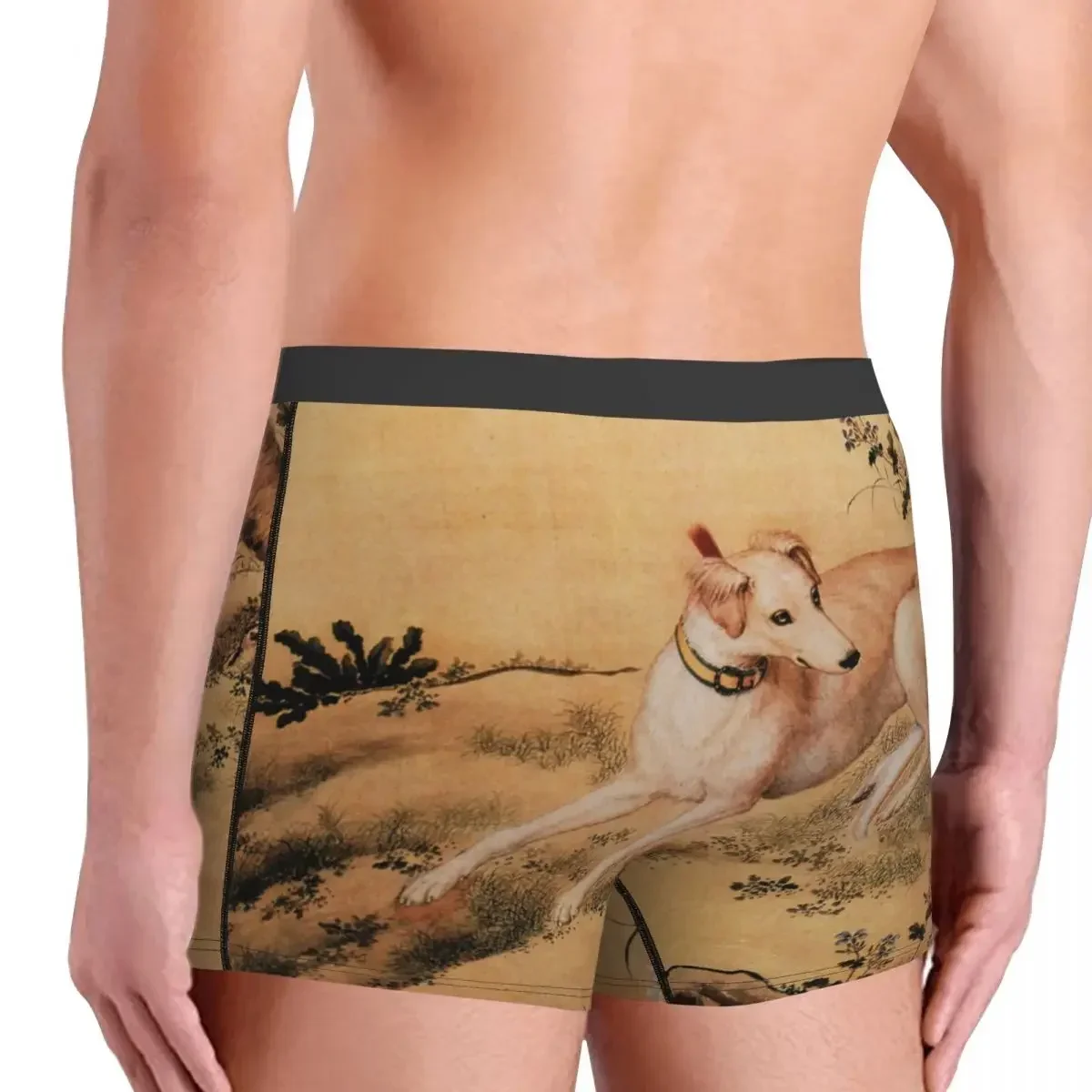 그레이 하운드 휘펫 강아지 복서 반바지, 3D 프린트 빈티지 스타일 페인팅 속옷 팬티, 부드러운 언더팬츠