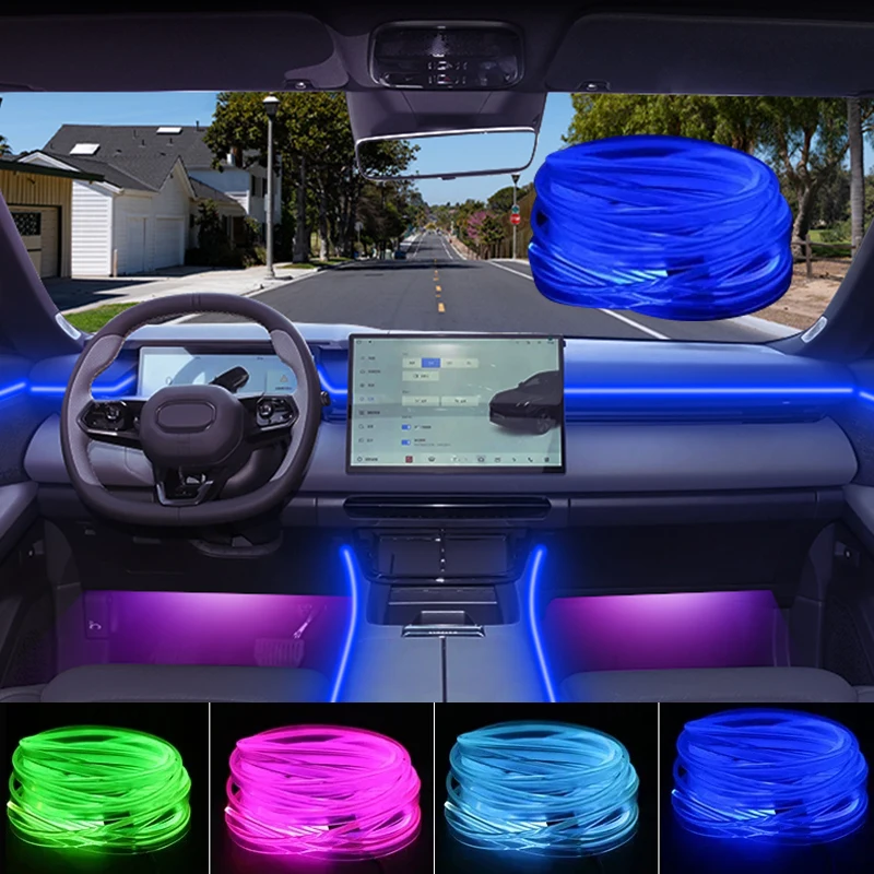 

Car LED Ambient Lighting Strips Cold Light Dashboard Console Decorative Lamp 1-5M