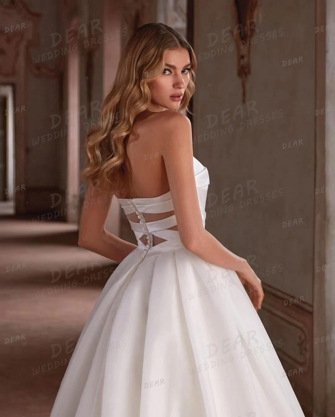 Vestidos De Novia De satén para mujer, traje De princesa Sexy, Espalda descubierta, ahuecado, sin mangas, elegante, Gala, 2024