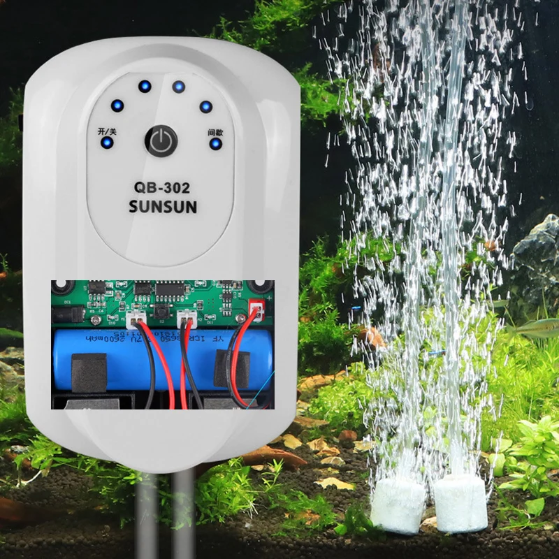 USB Charging Aquarium Oxygen Pump 2600mAh Air Compressor Aeration Fish Tank Large Capacity Outdoor Fishing Air Stone