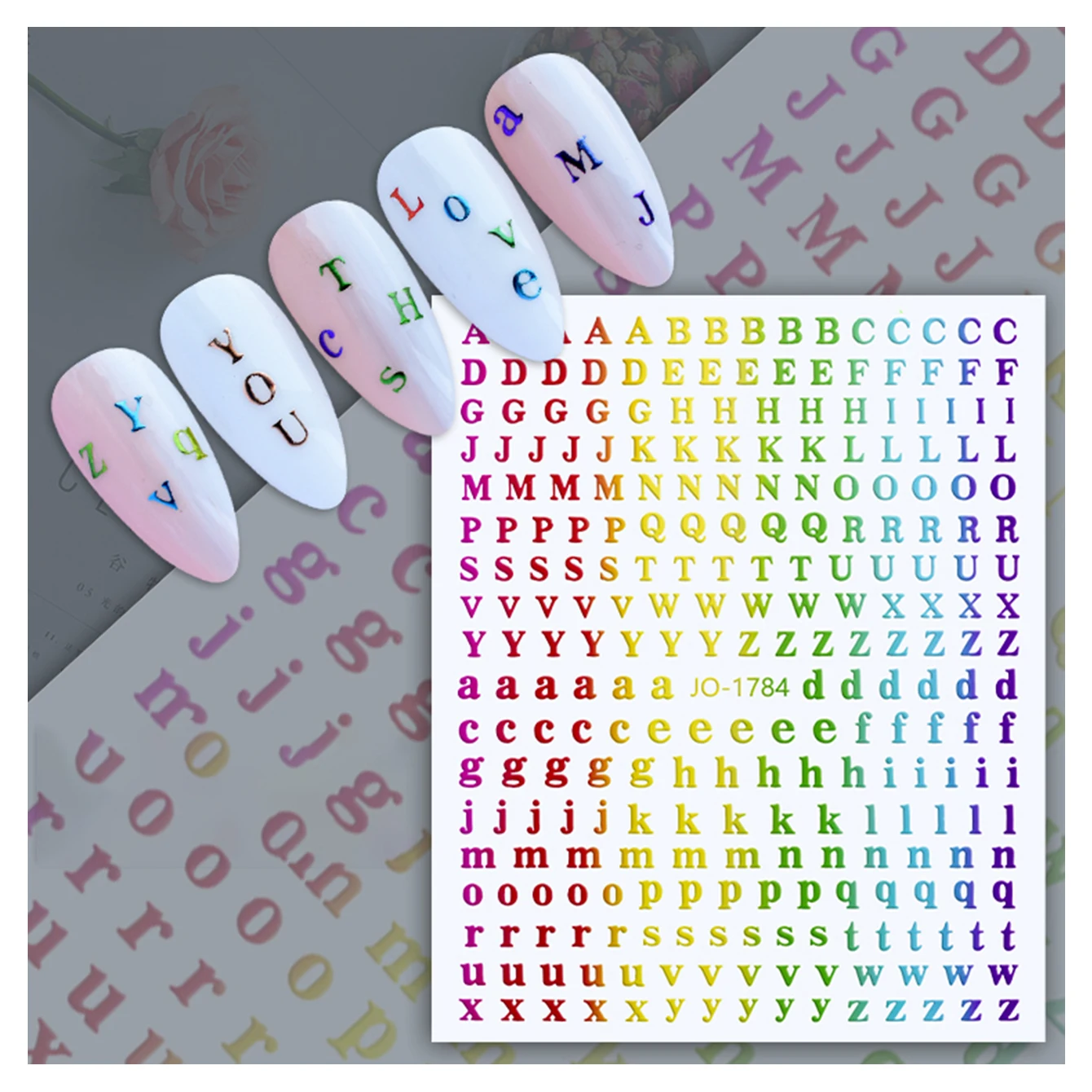 1 st 26 Engels Alfabet Letter Nagelstickers Kleurrijke Alfabetten Nagelstickers Hoofdletters Gouden Zilver Zwart DIY Briefstickers