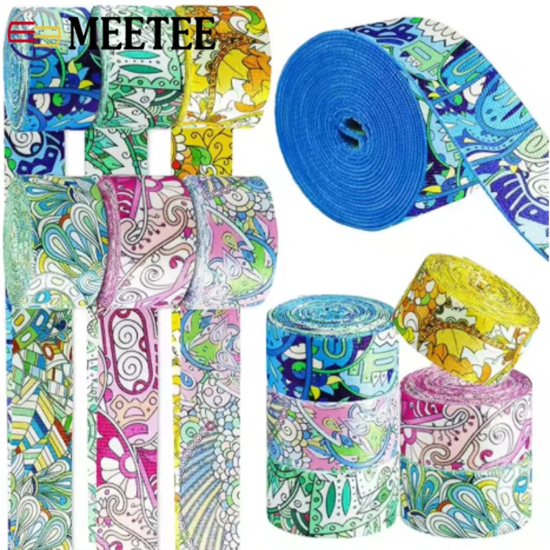 

10Meters 38mm 1.2mm Thick Printed Jacquard Webbing Strap Double-Side Belt Garment Decorative Braid Ribbon DIY Sewing Accessories