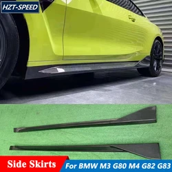 MP Style Carbon Fiber Side Skirts Lip Extensions Trims For BMW M3 G80 M4 G82 G83 Tuning 2021 Up