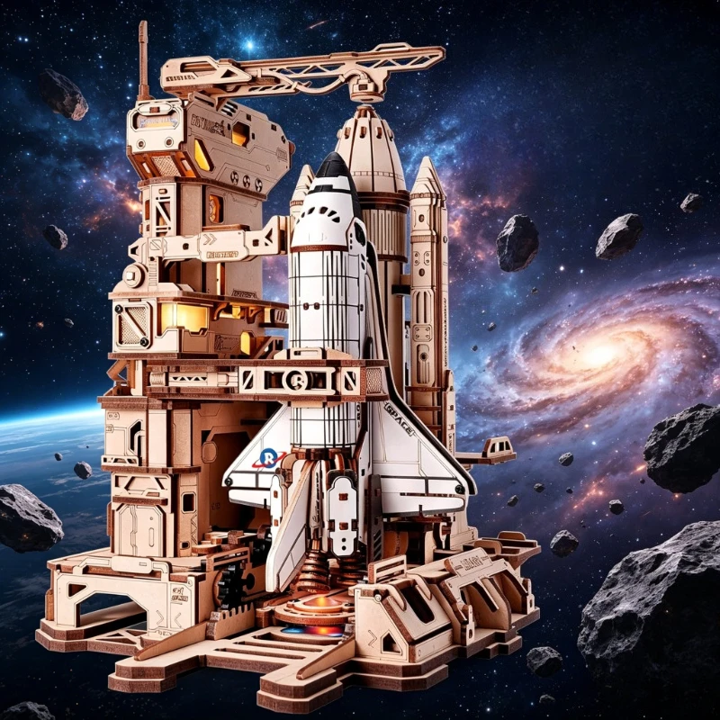 

DIY Assembled 3D Wooden Space Shuttle Model, Mechanical Spacecraft Puzzle, Desktop Collectible Ornament, Ideal Gift