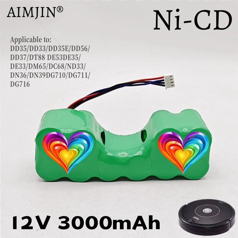 

Ni-CD Battery 12V 3000mAh Replacement for Ecovacs 10001568 10002167 DD3G DD4G DE5G DD35 DG710 DM88 ZJ1517-HFR Robotic Vacuum Cle