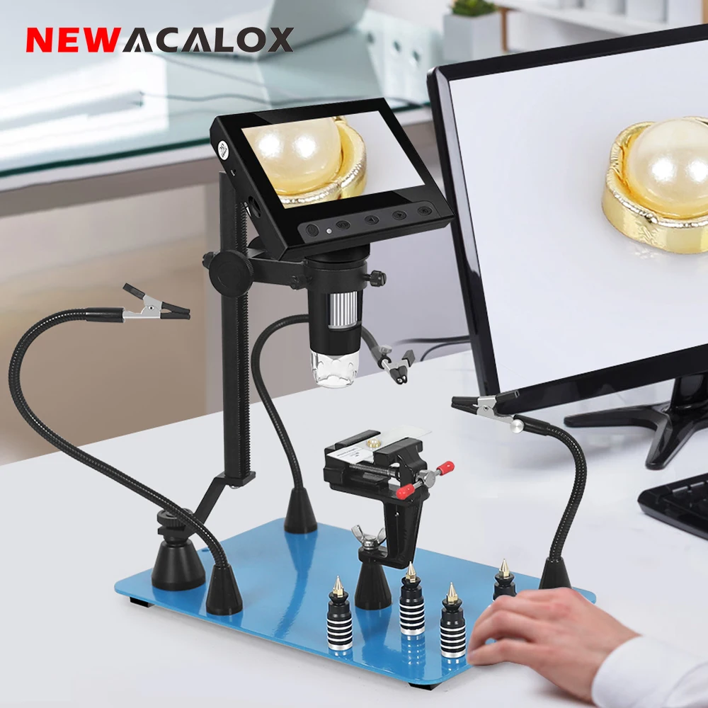 NEWACALOX Magnetic Third Hand Soldering Station Tool Microscope/Heat Gun Clip PCB Soldering Holder for Electronic Repair