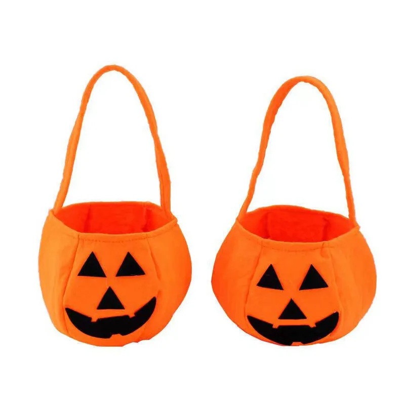

-woven Halloween Pumpkin Tote with Handle Trick or Treat Pumpkin Basket Props Halloween Candy for Kids