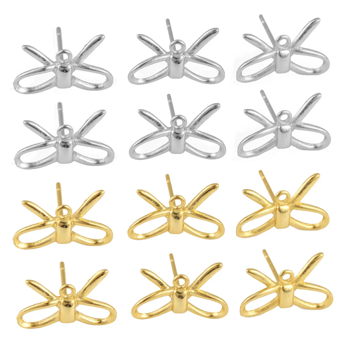 1pair 8x14mm Copper Plated Genuine Gold Simple Bow Earrings With Hanging Versatile Fashionable Style Charm Jewelry for Women