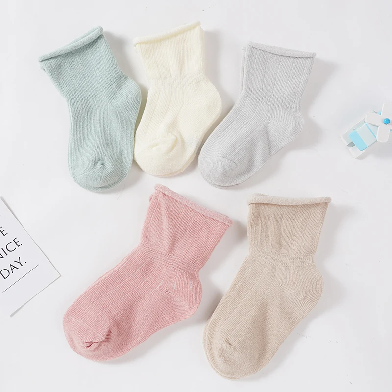 Newborn Simple Solid Color Boneless And Comfortable Skin-Friendly Ankle Socks Children\'s Combed Cotton Short Tube Casual Socks