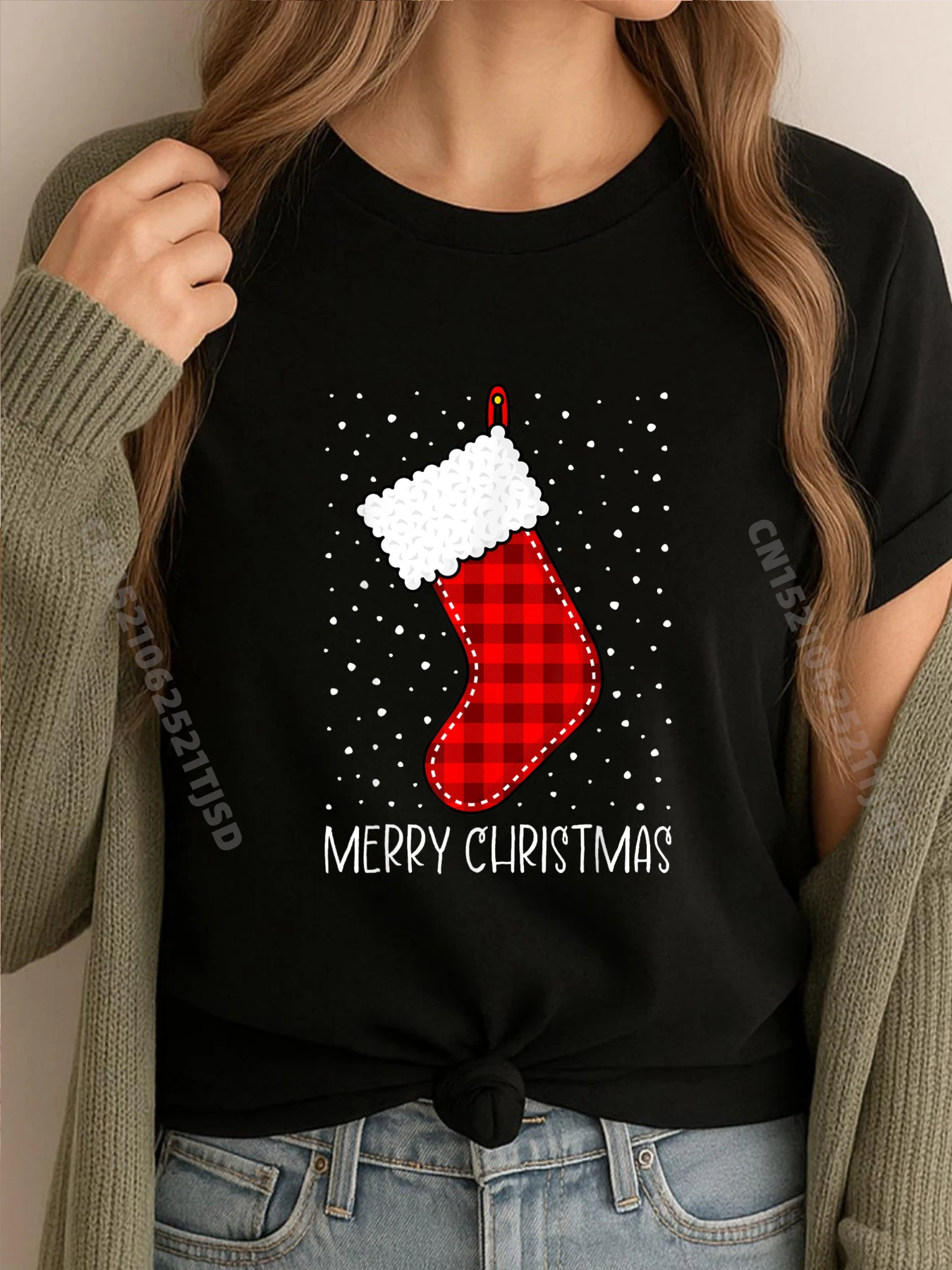 

С Рождеством женские рождественские чулки мужские корейские модные брендовые костюмы ретро стираные топы и футболки с надписью