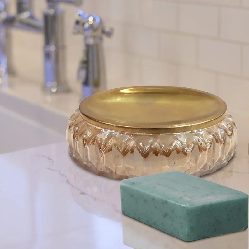 

Amber Glass Soap Dish for Bathroom Shower Kitchen Counter