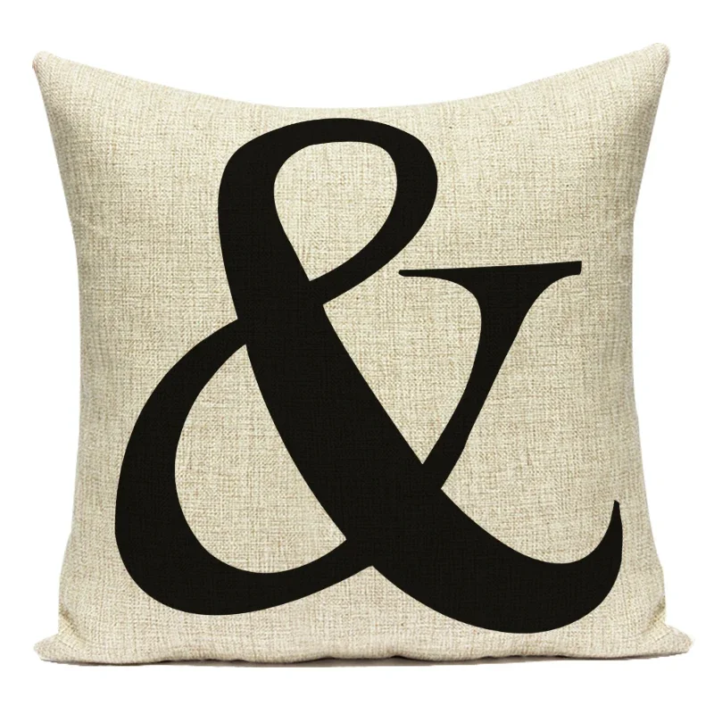 Polyester Custom Pillowcase Black White Geometry Stirpes Cushion Covers Letters Print Throw Pillows Cover For Sofa Seat Car