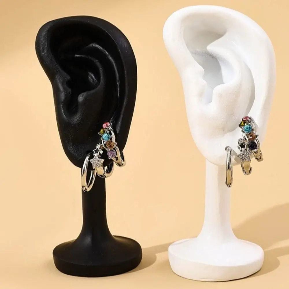

Resin Earring Display Stand Ear Shaped Mini Earring Showcase Portable Black White Ear Studs Showing Rack for Earrings