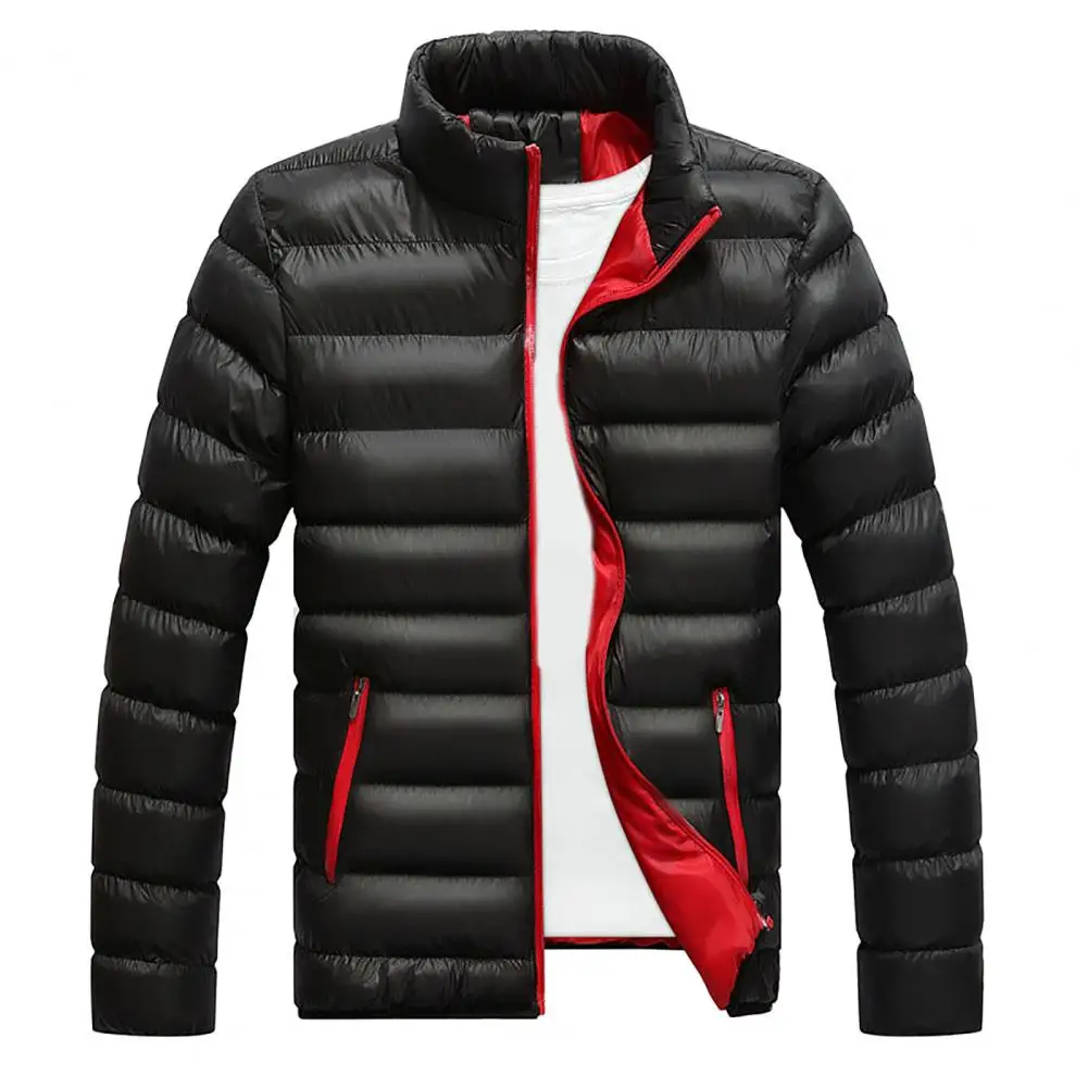 Slim Winter Men Thick Coats Waterproof Solid Color Stand Collar Male Windbreak Cotton Padded Down Jackets Casual Mens Outwear