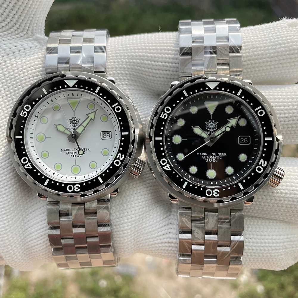 Steel dive brandneue Farbe 47,5mm Edelstahl gehäuse Saphirglas 300m wasserdichte Keramik Lünette nh35 automatische Herren uhr