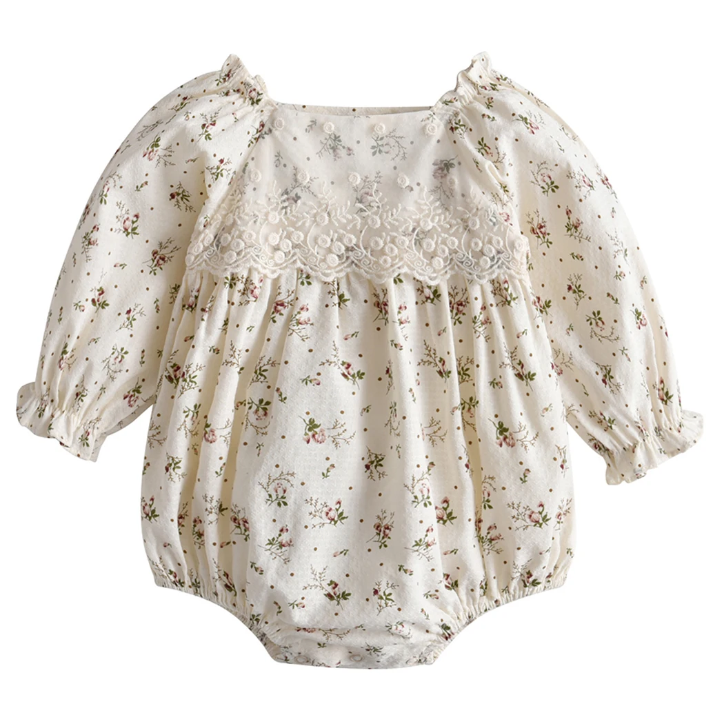 

Мягкий дышащий детский комбинезон, демисезонный Цветочный комбинезон для девочек, боди с длинным рукавом для детей, детские комбинезоны, наряды для малышей