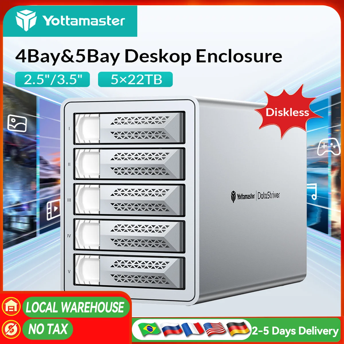 

Yottamaster 10 Гбит/с 2,5/3,5 "SATA HDD SSD корпус типа C HD внешний корпус USB3.1 Daisy Chain ящик для хранения жесткого диска для игрового ПК