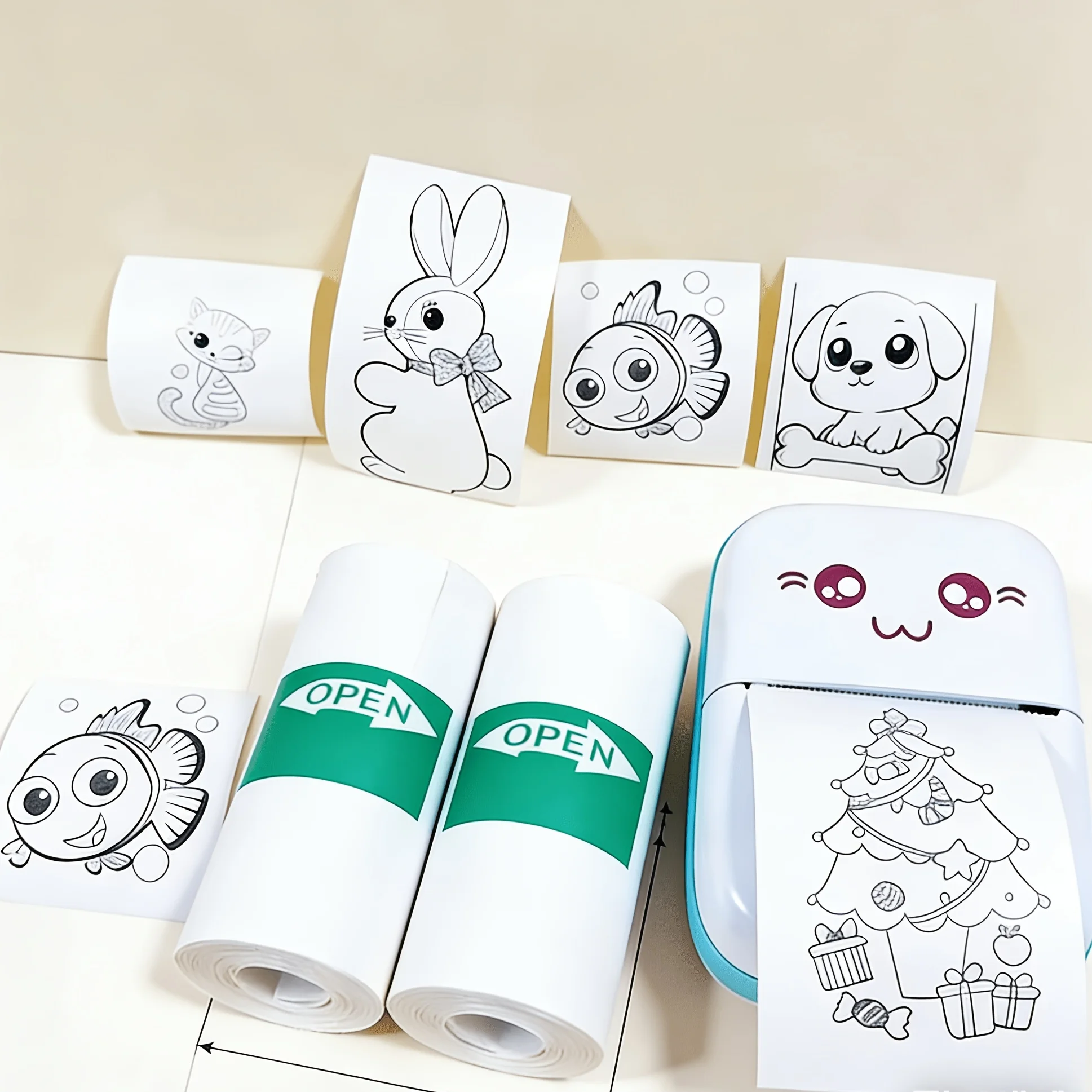 57x25mm White Self Adhesive Thermal Paper Roll Printable Sticker Compatible for Mini Portable Pocket Printer Photo Note List Tag