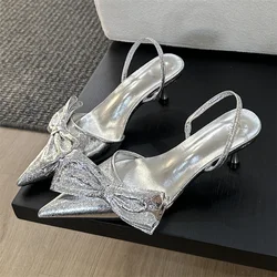 Eilyken Street Style Butterfly-knot Pumps Sexy Pointed Toe Thin Heels Woman Shoes Elegant Slingbacks Sandalias Mujer