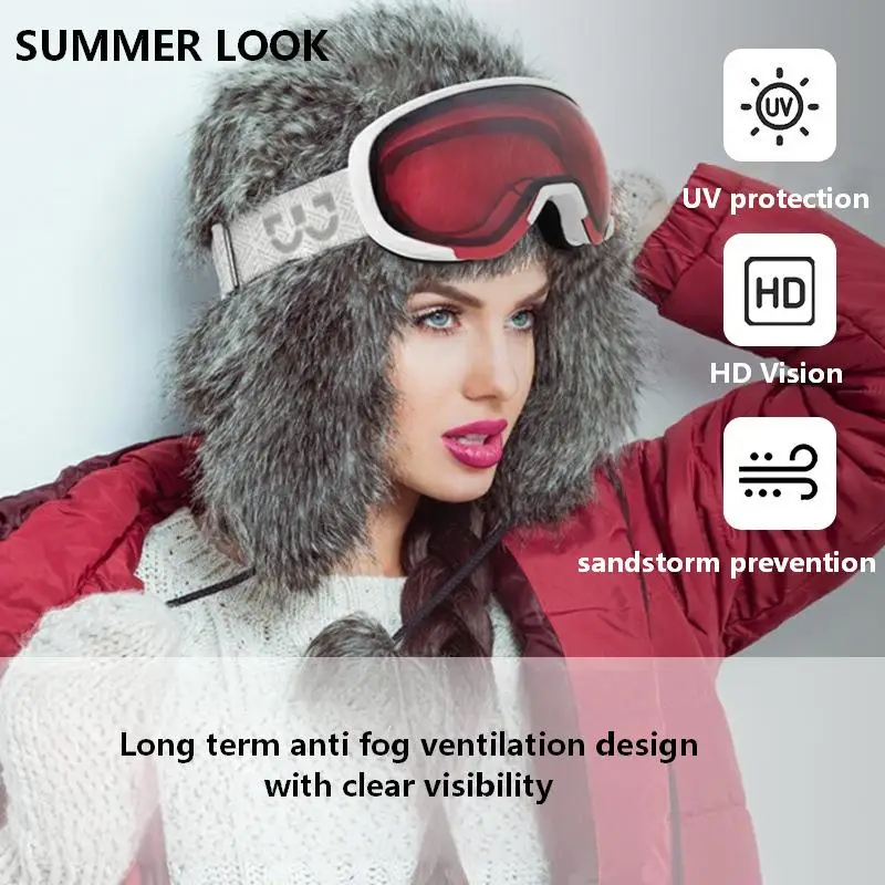Gafas de esquí de doble capa antivaho, anti UV, a prueba de viento, a prueba de arena, resistentes a impactos, para esquiar y hacer snowboard.