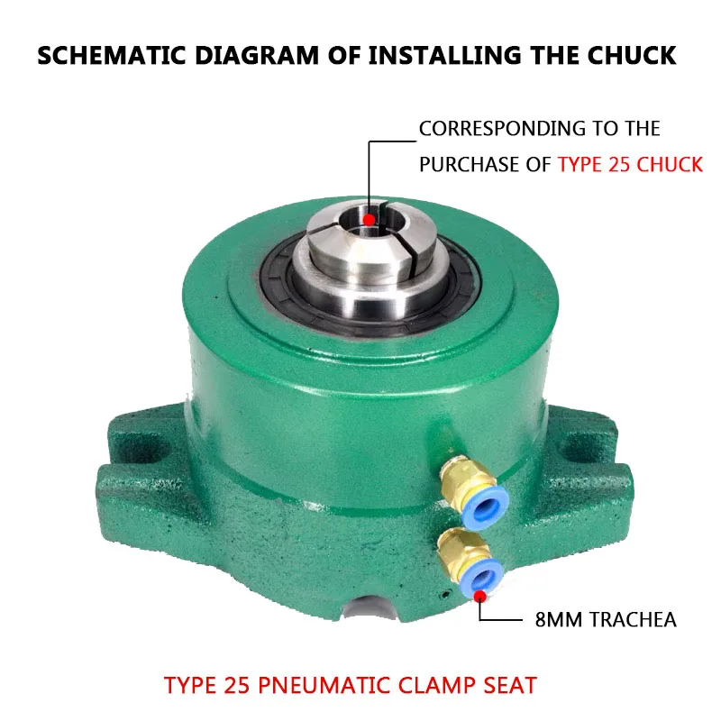 Multi Specification Pneumatic Chuck Seat Horizontal Vertical Dual Use Clamp Suitable For Precision Instrument Lathe Processing