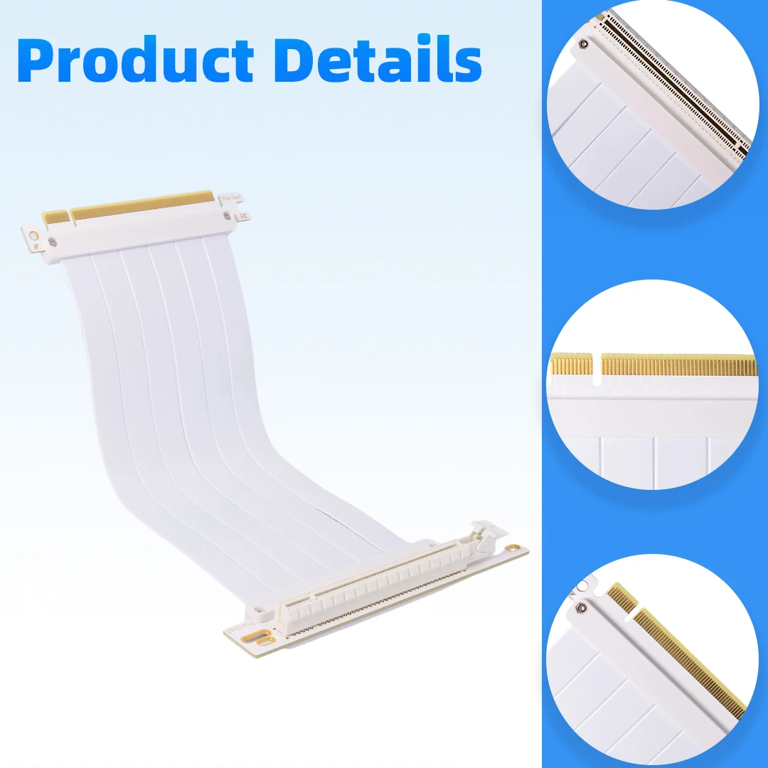 PCIE 3.0 X16 Riser Cable 90 180 Degree Bend Adapter Graphics Card Extension High Speed Flexible Flat Black White for GPU PC DIY
