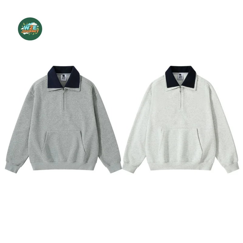 W2EJOURNEY EU US Size Luxury Quality Long Sleeve Polo Shirt  Vintage Oversize Autumn Fake Two-Piece Casual Sweatshirt