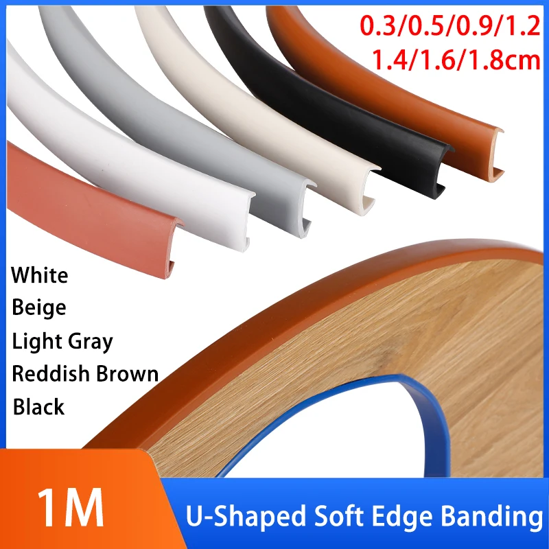 

Length: 1M Width: 0.3~1.8mm U-Shaped Soft Edging Strip Furniture Cabinet Table Wardrobe Edging Board Edging Strip
