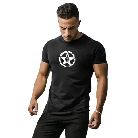 Men Slim Muscle Fit Workout T-Shirt Soft Stretchy Raglan Short Sleeve Shirt For Training Jogging Bodybuilding Athletic Apparel