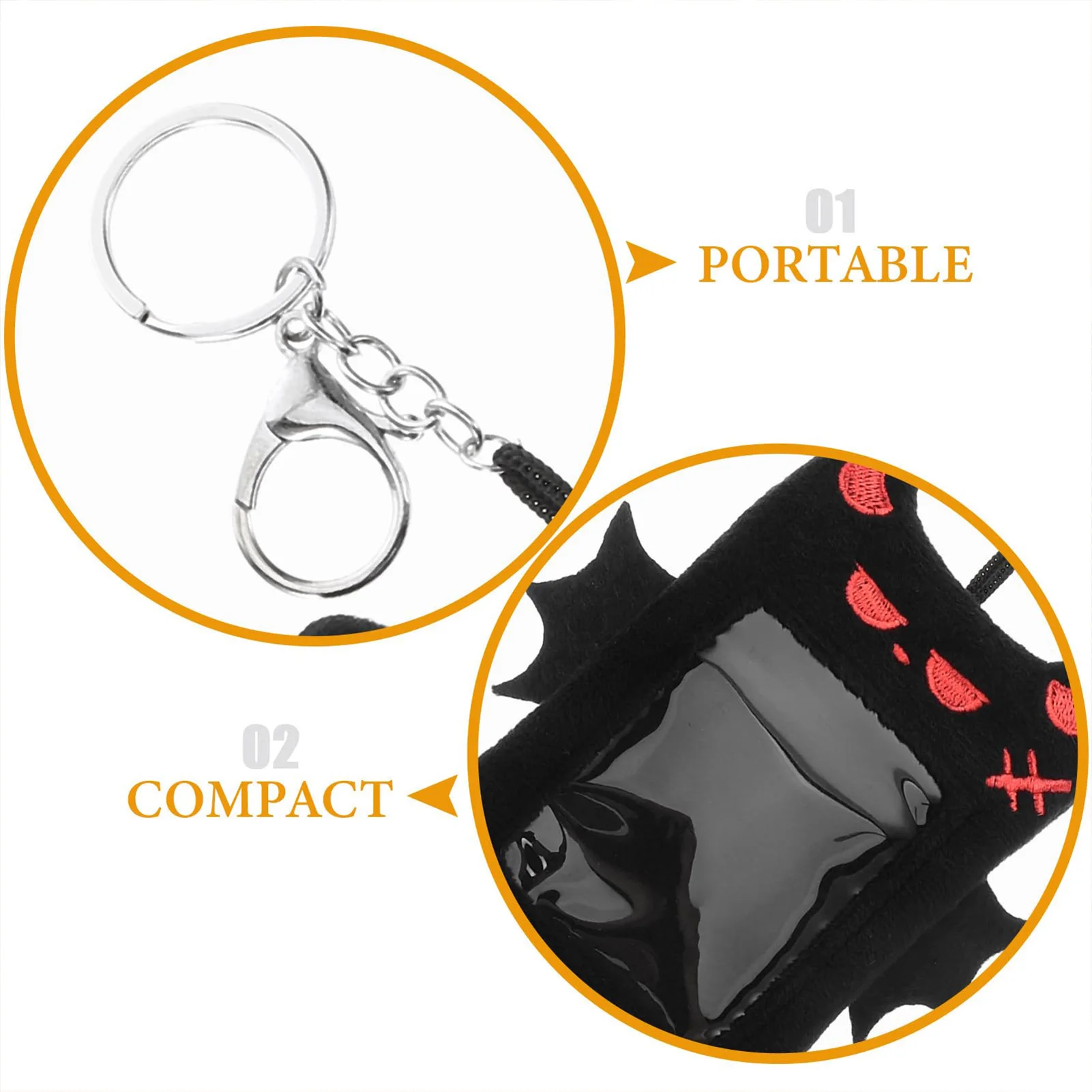 حامل بطاقات الصور الفوتوغرافية من القطيفة على شكل شيطان كرتوني، بطاقة هوية جرلي محمولة، حافظة واقية لبطاقة الصور والملحقات