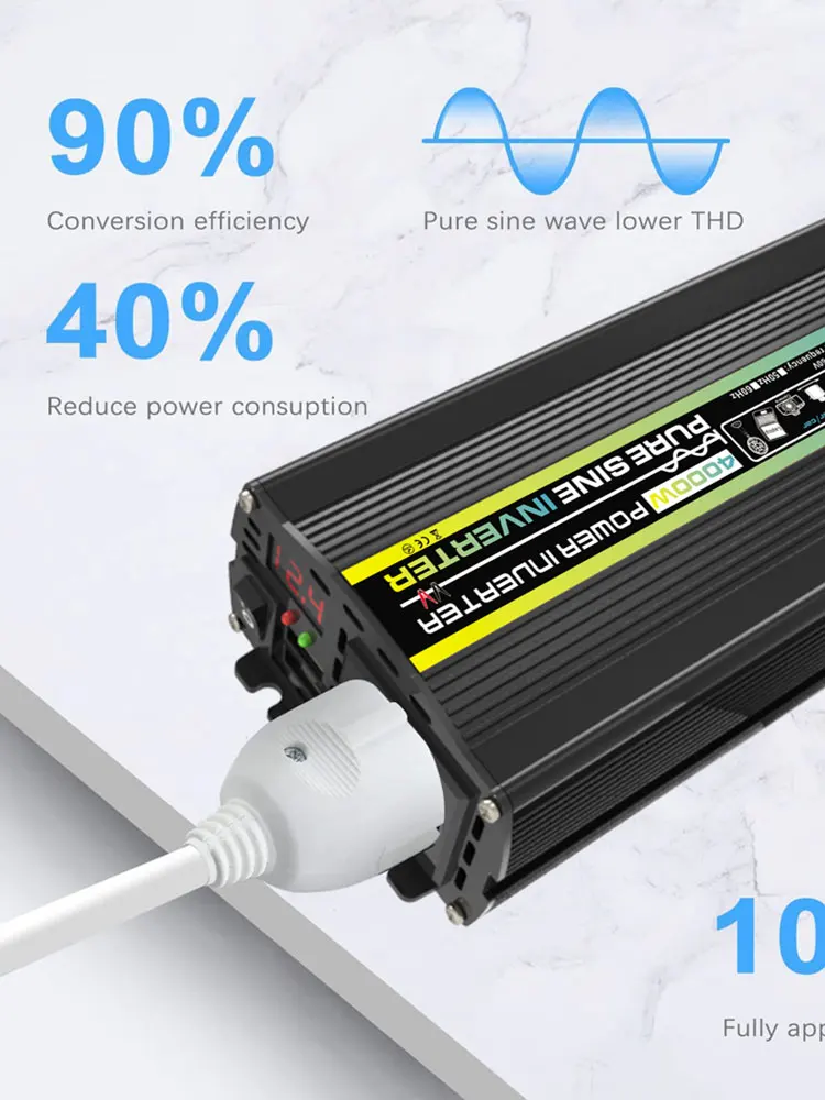 3000/4000/6000/8000W Power Converter LED Display Intelligent Power Inverter Pure Sine Wave for Car Auto RV for Vehicle Appliance