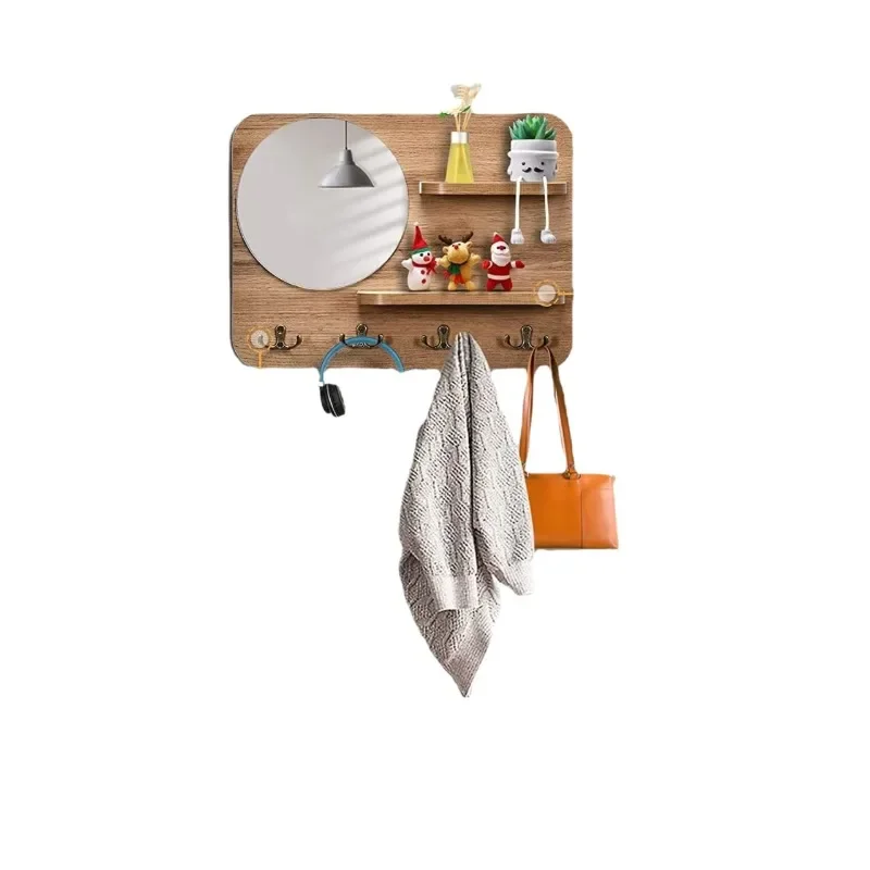 Wooden wall rack, clothes hanger, entrance key, envelope rack, utility rack behind the door, solid wood wall storage rack.