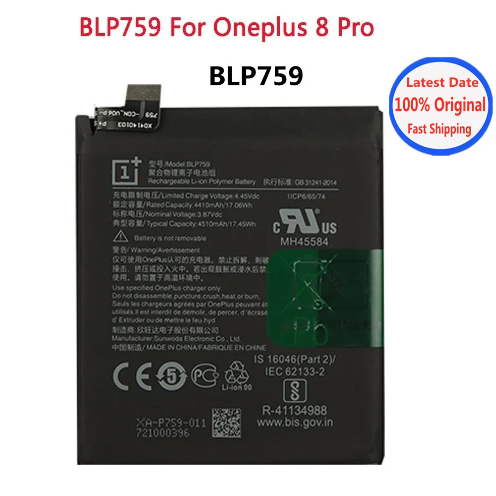 BLP759 Original-Akku für Oneplus 8Pro One Plus 8 Pro 4500 mAh Original-Handy-Akku Schneller Versand
