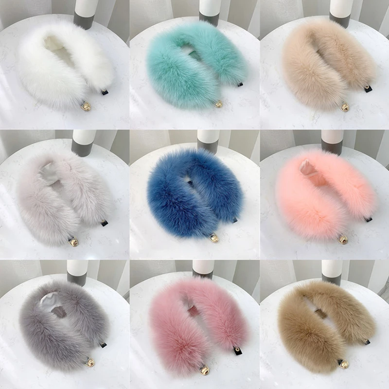 2024 Faux Fox Fur Thickened Women Winter Warm Soft Furry Scarves Casual Outdoor Neck Solid Color Autumn Warmer Collar Fur Scarf