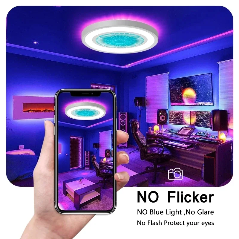 مصباح السقف الذكي RGB ضوء دوار ديكور المنزل APP/التحكم عن بعد 28 واط رقيقة جدا LED تصميم ضوء السقف لغرفة المعيشة