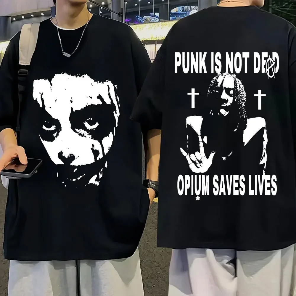 Rapper Playboi Carti T Shirt Punk Is Not Ded Opium Saves Lives T-shirt Men's Hip Hop Cotton Short Sleeve T-shirts Oversized Man