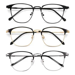 Classic Semi Rimless Anti Blue Light Blocking Glasses Metal Frame Men Square Ray Filter Eyeglasses Frames Computer Women Goggles