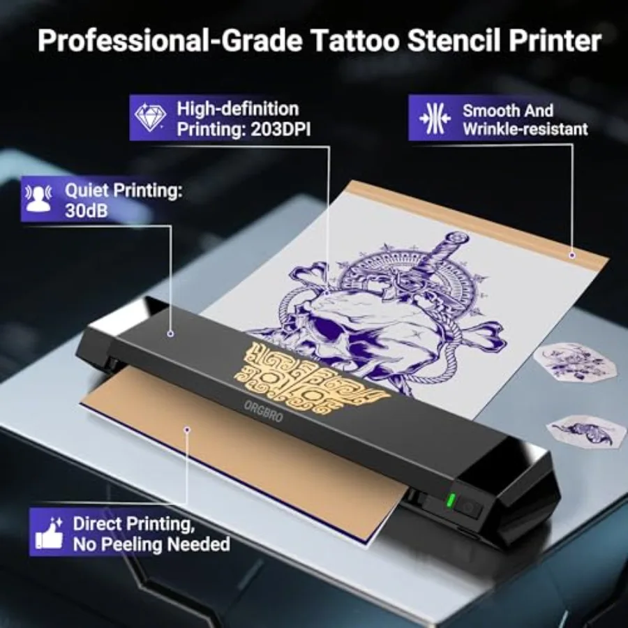 طابعة استنسل الوشم X8 طابعة نقل الوشم الحرارية مع 30 قطعة ورق نقل A4 A5 A6 3in1 ماكينة رسم الوشم التجميلي اللاسلكية لـ T #2