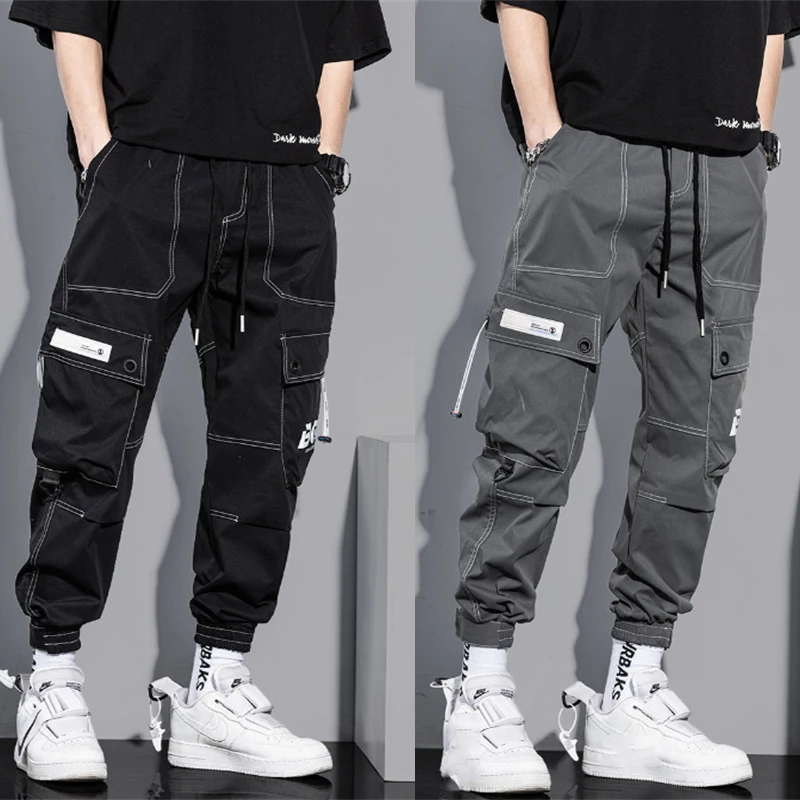 Pantalones Cargo Vintage para hombre, ropa de calle de Hip Hop, pantalones bombachos sueltos para correr, pantalones de cintura elástica para hombre, nuevos