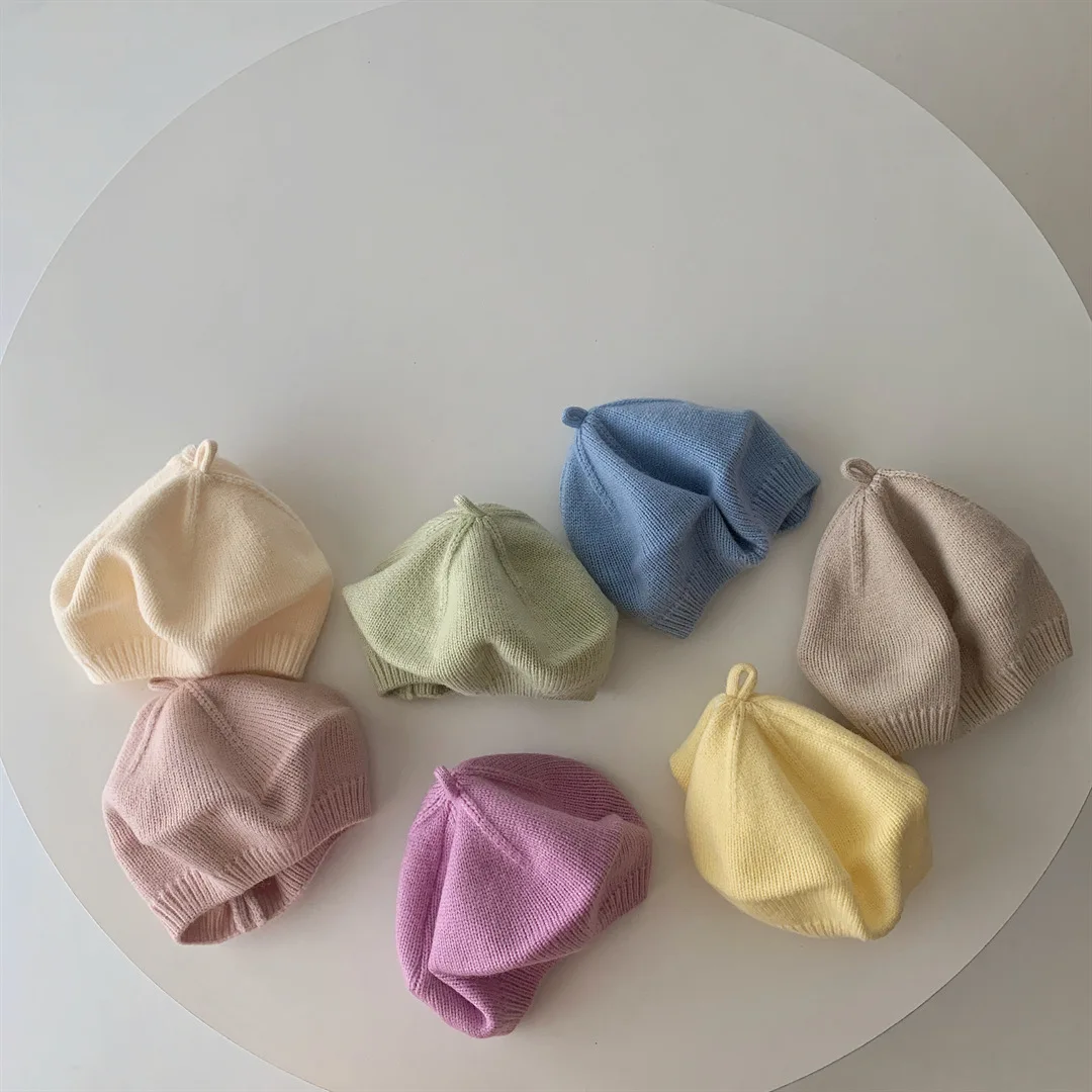 Baby Girl Autumn Sweet Thin Breathable Candy Color Berets Fashion All-match Painter Hat Infant Boy Cotton Comfortable Cap