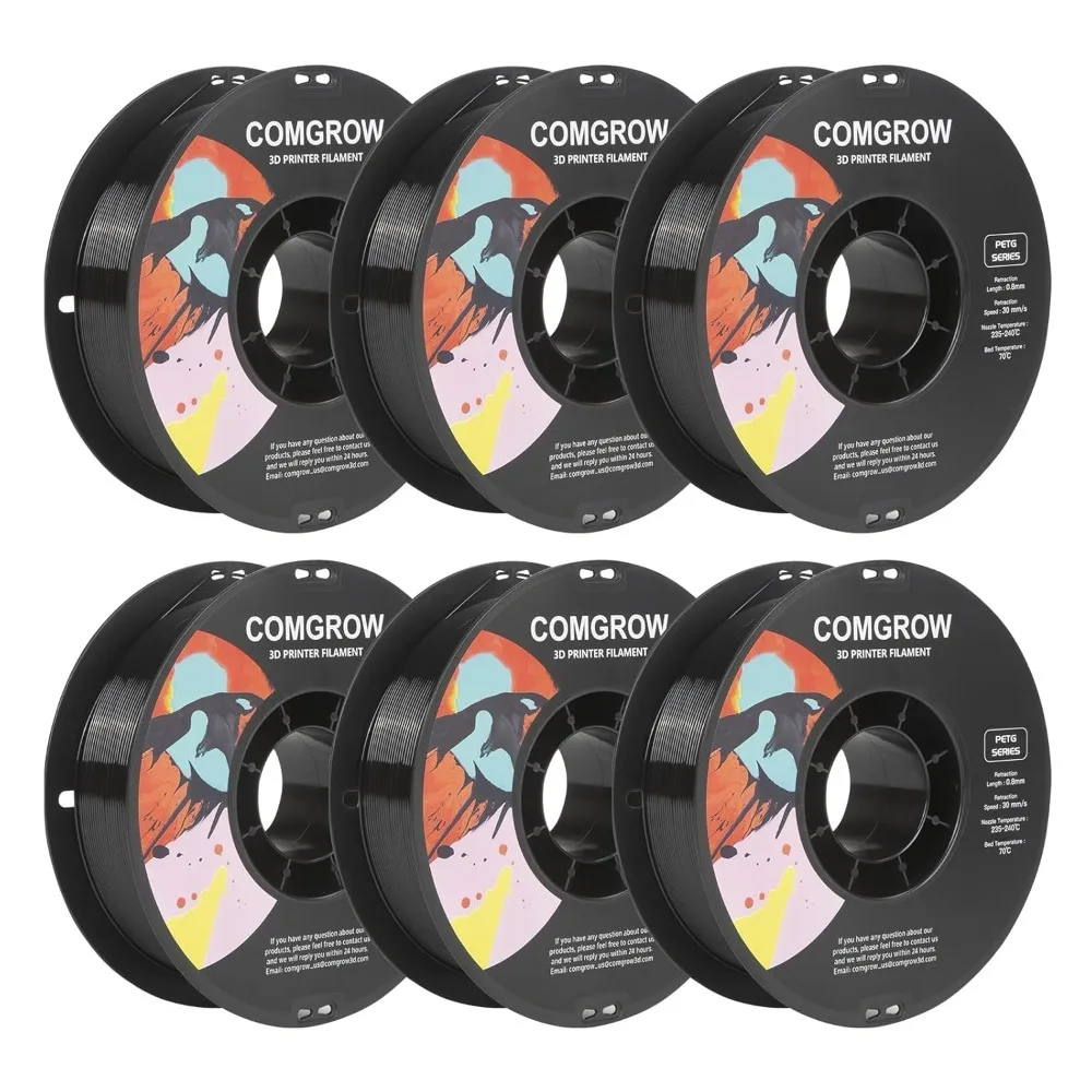 

PETG 3D Printer Filament 1.75mm, High Precision and Tough 3D Printer Filament 6 Rolls*1kg