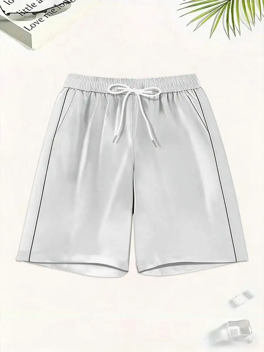 

Mens Quick Dry Beach Shorts With Drawstring Waist And Side Pockets