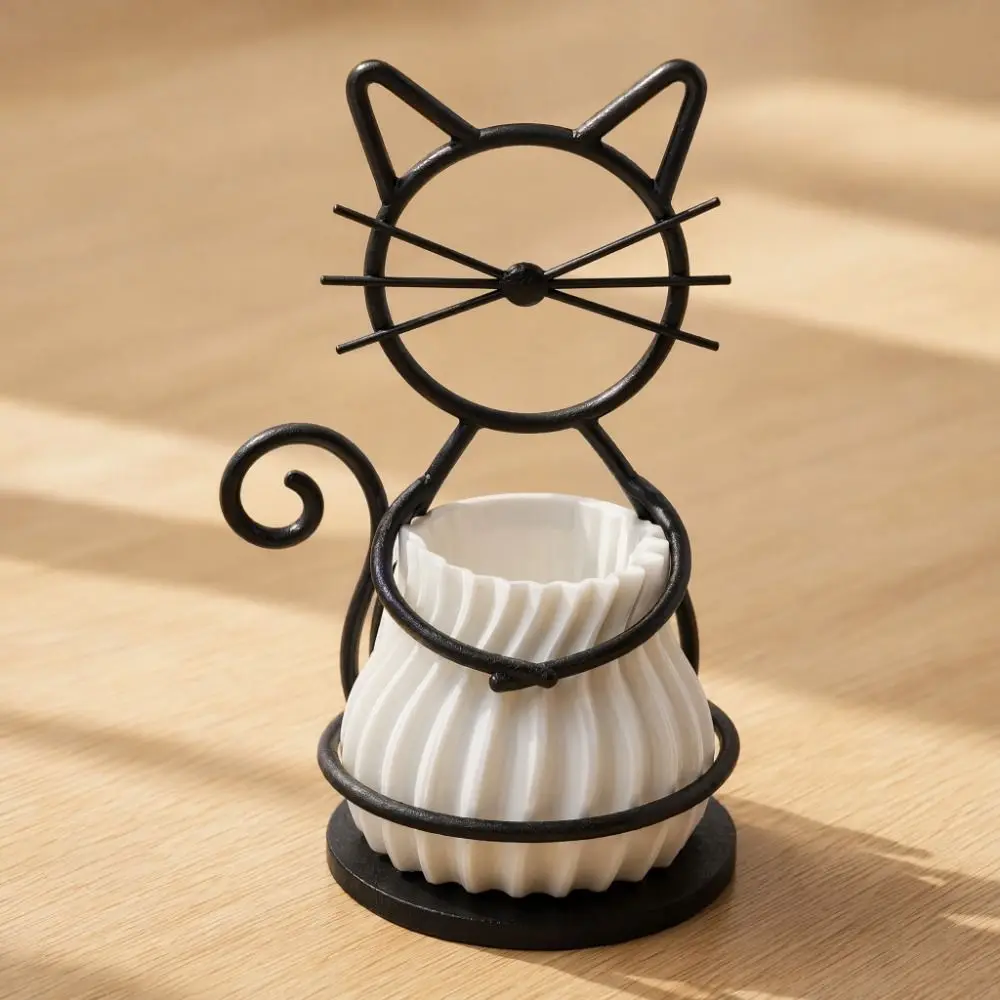 3D Printed Cat Shaped Vase Creative Multi-functional Desktop Flower Vase Ornaments Home Decor Pencil Holder Home Decor